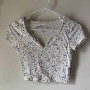 Aeropostale Seriously Soft Floral Crop Top - White Multi